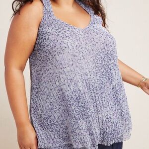 Anthropologie Sleeveless Tank Top Women’s Sz 3x Purple & Gray & Black Metallic